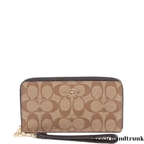COACH 2 PCS NWT Ellie File Bag Khaki Black And Long Zip Around Wrist Strap - Picture 3 of 13